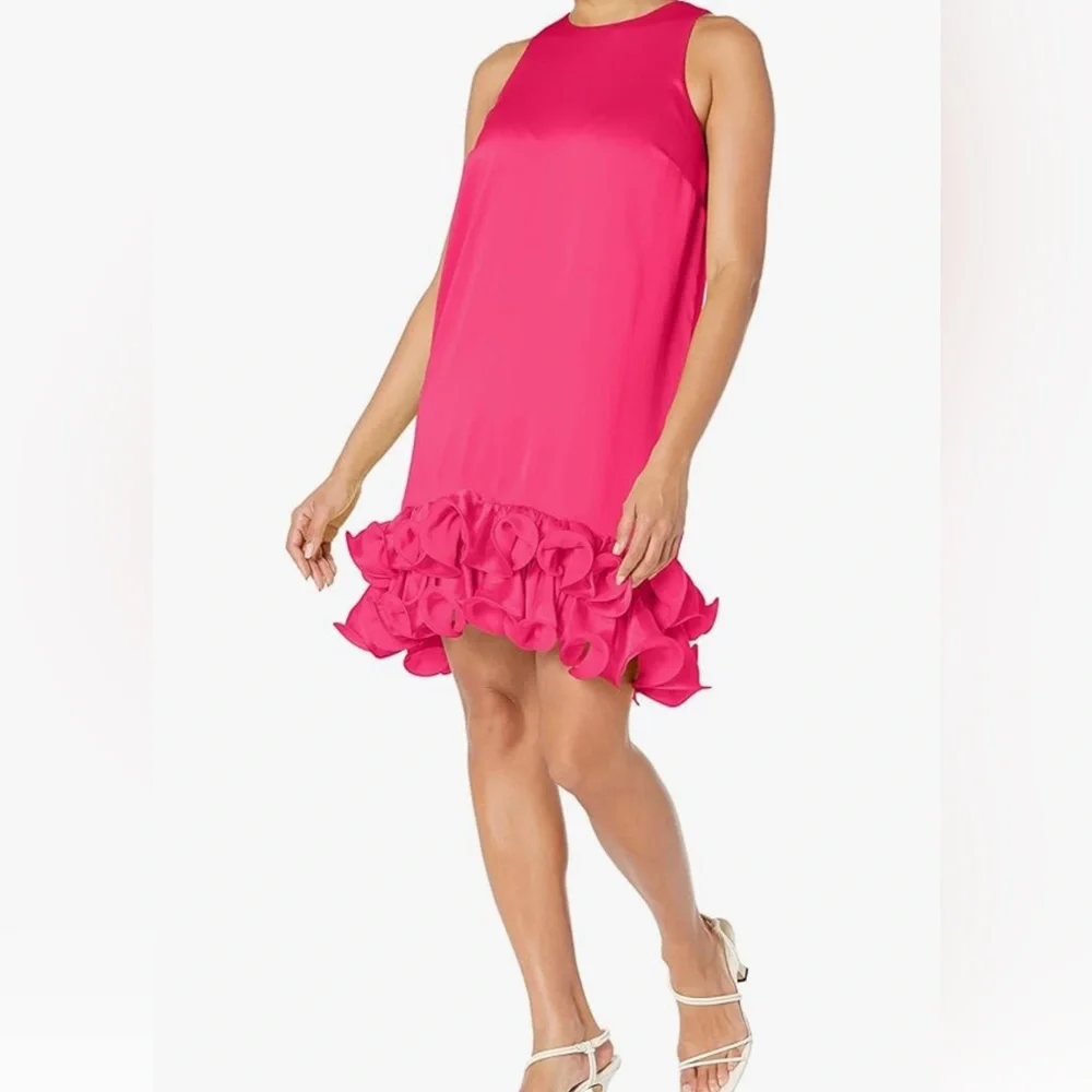 Trina Turk Pink Sleeveless Dress with Ruffle Hem - Picture 1 of 10